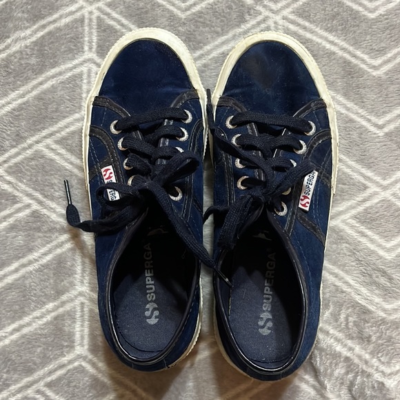 Superga Navy Blue and White Suede Cotu Sneaker Sz 6 / 36 - Picture 2 of 6